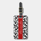 Étiquette À Bagage Éléments monogrammes en blanc et en ébène Imprimer (Devant Vertical)