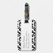 Étiquette À Bagage Éléments monogrammes en blanc et en ébène Imprimer (Dos Vertical)