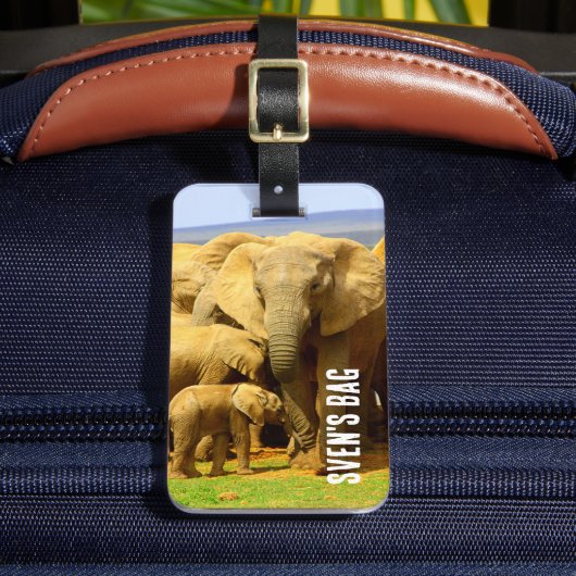 Étiquette À Bagage Eléphant africain mère et veau (Insitu Rectoal 2)