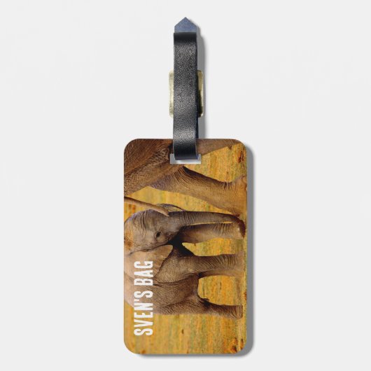 Étiquette À Bagage Eléphant africain veau bébé (Dos Vertical)