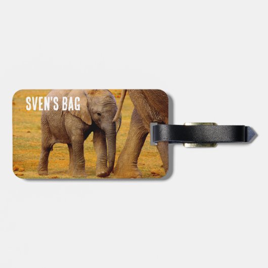 Étiquette À Bagage Eléphant africain veau bébé (Dos horizontal)
