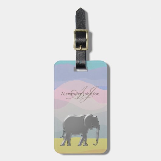 Étiquette À Bagage Elephant Aquarelle Aquarelle Adresse de retour (Devant Vertical)