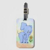 Étiquette À Bagage Éléphant avec fleur (Devant Vertical)