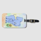 Étiquette À Bagage Éléphant avec fleur (Devant Horizontal)