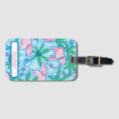 Étiquette À Bagage Eléphant bleu rose pâle (Devant Horizontal)