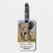 Étiquette À Bagage Éléphant dans une pose agressive (Dos Vertical)