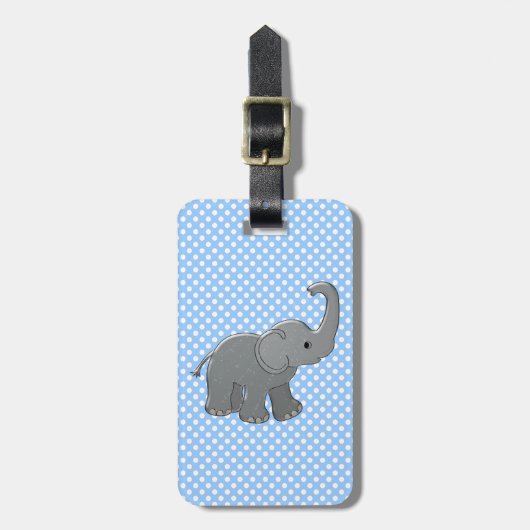 Étiquette À Bagage éléphant de bébé bleu (Devant Vertical)