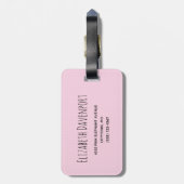 Étiquette À Bagage Eléphant de bébé rose mignon avec oreilles Poka Do (Dos Vertical)