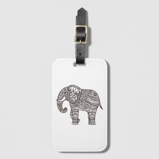 Étiquette À Bagage Éléphant décoratif de style (Devant Vertical)