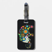Étiquette À Bagage Eléphant Floral Fille fine (Dos Vertical)
