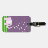 Étiquette À Bagage Éléphant mignon dans rose girly et le pourpre (Devant horizontal)