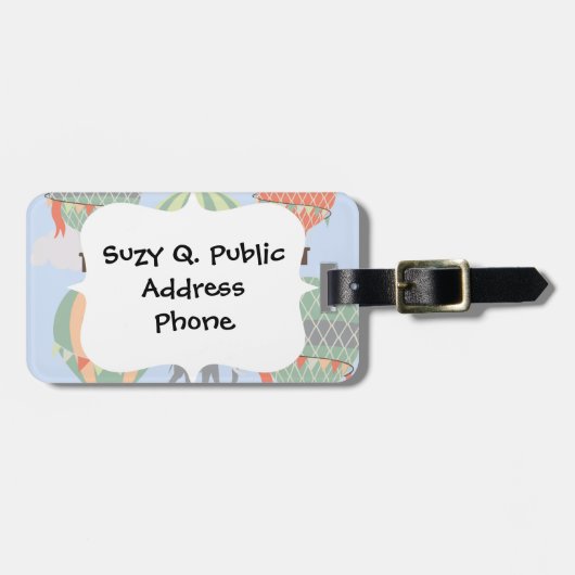 Étiquette À Bagage Éléphant mignon montant l'augmentation chaude de (Devant horizontal)