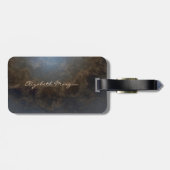 Étiquette À Bagage Eléphant Or Design Moderne, Texture Cuir (Dos horizontal)