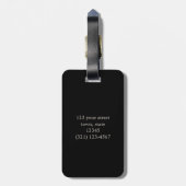 Étiquette À Bagage Eléphant Or Monogramme Chic Noir (Dos Vertical)