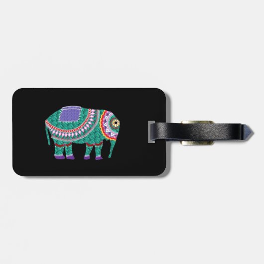 Étiquette À Bagage Éléphant Orné Beau (Dos horizontal)