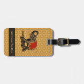 Étiquette À Bagage Eléphant rouge et or (Devant horizontal)