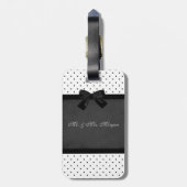 Étiquette À Bagage Eléphants adorables mignons, Pois, Bow noir (Dos Vertical)