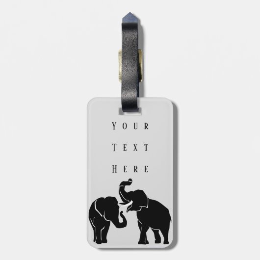 Étiquette À Bagage Eléphants - Ajouter Votre Texte / Nom - (Dos Vertical)