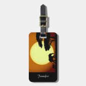 Étiquette À Bagage Éléphants de safari au coucher du soleil (Devant Vertical)