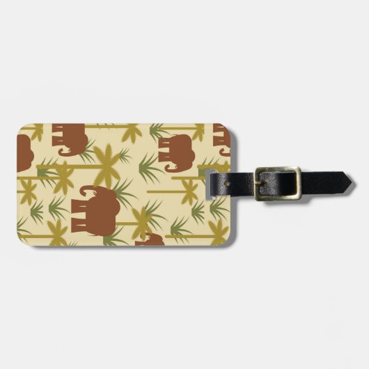 Étiquette À Bagage Éléphants Et Palmiers Au Camouflage (Devant horizontal)