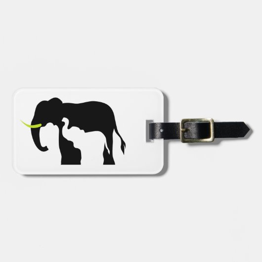 Étiquette À Bagage Eléphants noirs et blancs (Devant horizontal)