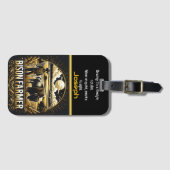 Étiquette À Bagage Éleveur de bisons au coucher du soleil dans les ch (Devant Horizontal)