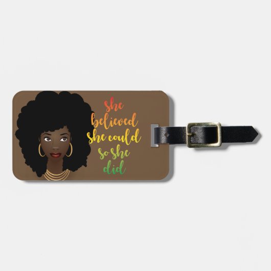 Étiquette À Bagage Elle Croyait Qu'Elle Pourrait Ainsi, Femme Noire, (Devant horizontal)
