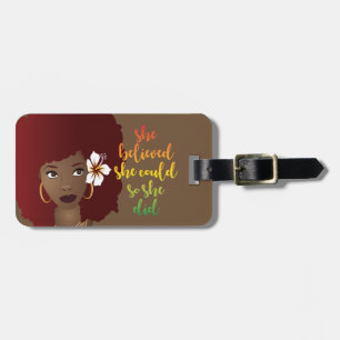 Étiquette À Bagage Elle Croyait Qu'Elle Pouvait Le Faire, Red Afro, B