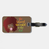 Étiquette À Bagage Elle Croyait Qu'Elle Pouvait Le Faire, Red Afro, B (Dos horizontal)