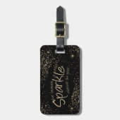 Étiquette À Bagage Elle Feuille une petite étincelle en or et noir (Devant Vertical)