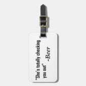 Étiquette À Bagage "Elle vous regarde complètement" - Bière (Devant Vertical)