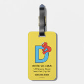 Étiquette À Bagage Elmo Alphabet | D Bleu (Dos Vertical)