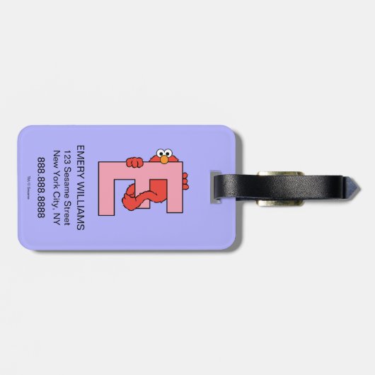 Étiquette À Bagage Elmo Alphabet | E Rose (Dos horizontal)
