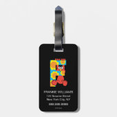 Étiquette À Bagage Elmo Alphabet | F Fleurs (Dos Vertical)