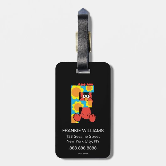 Étiquette À Bagage Elmo Alphabet | F Fleurs (Dos Vertical)