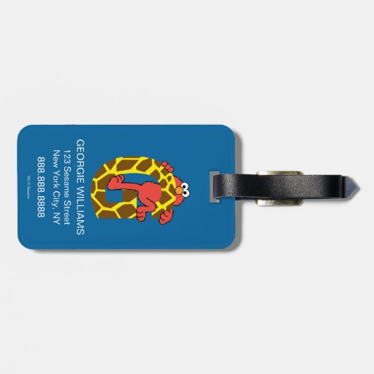 Étiquette À Bagage Elmo Alphabet | G Giraffe (Dos horizontal)