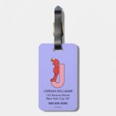 Étiquette À Bagage Elmo Alphabet | J rose (Dos Vertical)