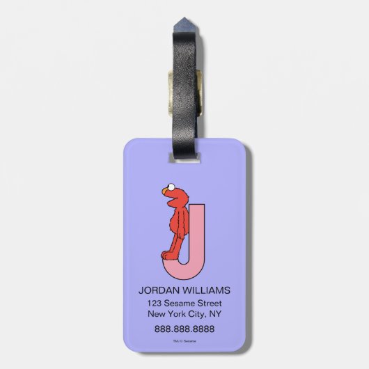 Étiquette À Bagage Elmo Alphabet | J rose (Dos Vertical)
