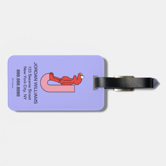 Étiquette À Bagage Elmo Alphabet | J rose (Dos horizontal)