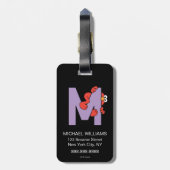 Étiquette À Bagage Elmo Alphabet | M pourpre (Dos Vertical)