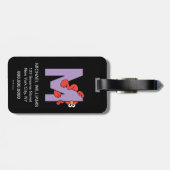 Étiquette À Bagage Elmo Alphabet | M pourpre (Dos horizontal)