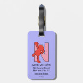 Étiquette À Bagage Elmo Alphabet | N rose (Dos Vertical)