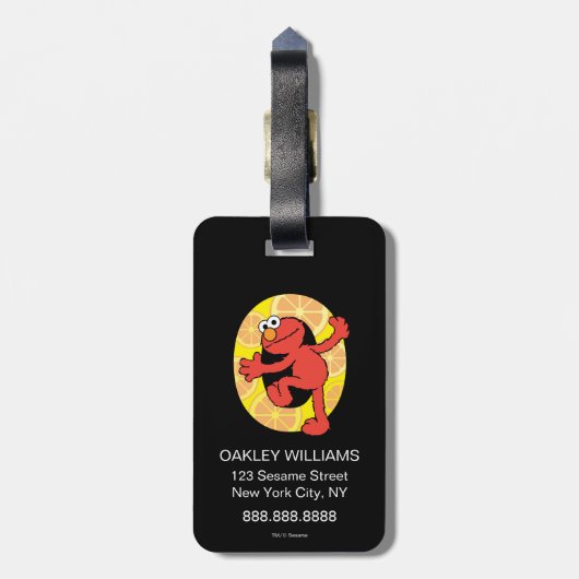 Étiquette À Bagage Elmo Alphabet | O orange (Dos Vertical)