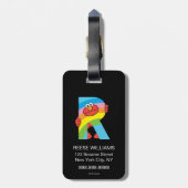 Étiquette À Bagage Elmo Alphabet | R arc-en-ciel (Dos Vertical)
