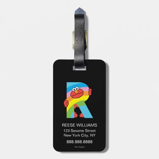 Étiquette À Bagage Elmo Alphabet | R arc-en-ciel (Dos Vertical)
