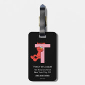 Étiquette À Bagage Elmo Alphabet | T rose (Dos Vertical)