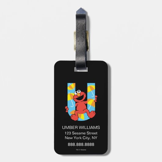 Étiquette À Bagage Elmo Alphabet | U Parapluie (Dos Vertical)