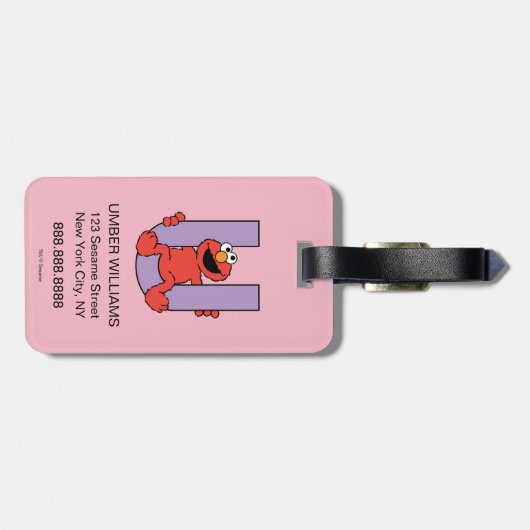 Étiquette À Bagage Elmo Alphabet | U violet (Dos horizontal)