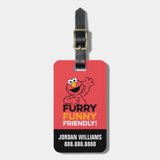 Étiquette À Bagage Elmo | Furry Amical | Ajouter Votre Nom (Devant Vertical)
