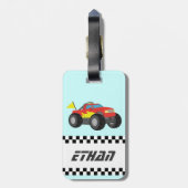 Étiquette À Bagage Emballant le camion de monstre rouge, pour des (Dos Vertical)